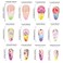 SEENEEY Summer Long Press on Nails Almond Fake Nails Flowers Colorful Artificial Nail with Rhinestone Beach Designs Stick on Nail for Women 24pcs