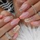 SWEKKE Press On Nails Medium Coffin French Tip Orange Gradient Full Cover With Designs Glitter Glossy Glue On Acrylic Artificial for Women Girls 24Pcs
