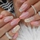 SWEKKE Press On Nails Medium Coffin French Tip Orange Gradient Full Cover With Designs Glitter Glossy Glue On Acrylic Artificial for Women Girls 24Pcs