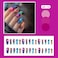 TBRZTR Press On Nails Medium Ballet Shaped False Nails 24Pcs Multi Color Glitter Stars Pattern Design Glossy Acrylic Nails