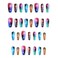 TBRZTR Press On Nails Medium Ballet Shaped False Nails 24Pcs Multi Color Glitter Stars Pattern Design Glossy Acrylic Nails