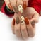 WLGDLH Thanksgiving Almond Press on Nails Medium Fake Nails with Maple Leaf Designs Dark Red Nails Press ons Brown Acrylic Nails Glossy Glue on Nails Fall Artificial Stick on Nails for Women 24Pcs