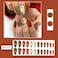 WLGDLH Thanksgiving Almond Press on Nails Medium Fake Nails with Maple Leaf Designs Dark Red Nails Press ons Brown Acrylic Nails Glossy Glue on Nails Fall Artificial Stick on Nails for Women 24Pcs