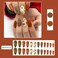 WLGDLH Thanksgiving Almond Press on Nails Medium Fake Nails with Maple Leaf Designs Dark Red Nails Press ons Brown Acrylic Nails Glossy Glue on Nails Fall Artificial Stick on Nails for Women 24Pcs