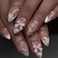 Tyuimhx White French Tip Press on Nails Medium Almond Fake Nails With 3D Flowers Pearls Designs Pink Bow False Nail Full Cover Stick on Nail for Women 24Pcs