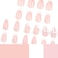 Tyuimhx White French Tip Press on Nails Medium Almond Fake Nails With 3D Flowers Pearls Designs Pink Bow False Nail Full Cover Stick on Nail for Women 24Pcs