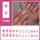 Vopintpy 3D Flower French Tip Press on Nails Blush Gradient Fake Nails Cute Short Square Acrylic Glue on Nail Glossy Full Cover Artificial Stick on Nail for Women DIY Manicure