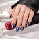 VSALON Almond Short Press on Nails Dark Blue Cat Eye Nails Kit for Newbies