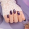 VSALON Press on Nails Short Almond Cat Eye Fake Nails Dark Purpule