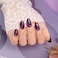 VSALON Press on Nails Short Almond Cat Eye Fake Nails Dark Purpule