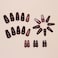 TBRZTR Wine Red Press on Nails Medium Length Flower Stripe Pattern Design False Nails Artificial Coffin Nails Full Cover Glossy Acrylic Nails Solid Color Stick on Nails Ballet Shaped Glue on Nails for