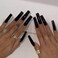IMSOHOT Long Square Press on Nails Glossy Squoval Black Fake Nails Solid Color False Nails Full Cover Glue on Nails for Women and Girls