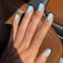 KXAMELIE Baby Blue Press On Nails Short Square Natural Gel Nails Glue on Acrylic Nails Press ons Featured Protective Coat Thick Reusable Fake Nails Solid Color 24 Short Coffin Artificial Nails