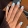 KXAMELIE Baby Blue Press On Nails Short Square Natural Gel Nails Glue on Acrylic Nails Press ons Featured Protective Coat Thick Reusable Fake Nails Solid Color 24 Short Coffin Artificial Nails