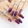 MISUD Press on Nails Medium Square Fake Nails with Chrome Acrylic Purple Design 24 pcs