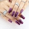 MISUD Press on Nails Medium Square Fake Nails with Chrome Acrylic Purple Design 24 pcs