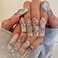 DANMANR Long Press on Nails Square French Fake Nails Full Cover Nude Acrylic False Nails for Women and Girls 24PCS Light Blue