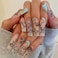 DANMANR Long Press on Nails Square French Fake Nails Full Cover Nude Acrylic False Nails for Women and Girls 24PCS Light Blue