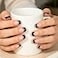 iMABC Press on Nails Nude Black French Glitter Tips Fake Nail Cute Short Glossy Shiny Solid False Nails Glue Acrylic Decoration Manicure Gift for Girls Women 24Pcs