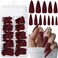 LoveOurHome 120pc Stiletto Press on Nails Long Fake Nails Matte Burgundy Nails Press ons Nail Stiletto Artificial Fingernails Long Pointy False Nails Full Cover Acrylic Nail Tips for Women Girls