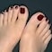 Outyua Glossy Toenails Short Square Press On Tonail Cute Solid False Toe Nails Summer Feet Fake Nails with Designs for Women and Girls 24pcs Wine Red