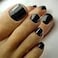 Outyua Black Toenails Short Square Press On Tonail Glossy Solid False Toe Nails Acrylic Summer Feet Fake Nails with Designs Stick on Toenail for Women and Girls 24pcs Black