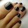 Outyua Black Toenails Short Square Press On Tonail Glossy Solid False Toe Nails Acrylic Summer Feet Fake Nails with Designs Stick on Toenail for Women and Girls 24pcs Black