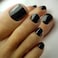 Outyua Black Toenails Short Square Press On Tonail Glossy Solid False Toe Nails Acrylic Summer Feet Fake Nails with Designs Stick on Toenail for Women and Girls 24pcs Black
