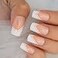 EchiQ Nude White Press On Nails Medium Square French Glossy Gel Nails Full Cover False Nail Art Tips Salon Manicure Set