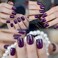 Elevenail Elegant Purple Glossy Press On False Nails Short Squoval Fake Nails Daily Office Salon Manicure Reusable Acrylic Nail Art Tips Gift for Women Girls