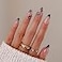 RTKHFZE 24 Pcs French Tip Flower Press on Nails Round Head Almond Shaped Full Cover False Nails with Black Designs Acrylic Tips for Women DIY Manicure Decorations