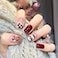 LETSWIN Red Christmas Press on Nails Short Square Glitter Elk Santa Claus Designs Fake Nails Full Cover False Nails Red White Checkerboard Nail Tip Cute Artificial Acrylic Stick on Nails for Women 24P
