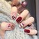 LETSWIN Red Christmas Press on Nails Short Square Glitter Elk Santa Claus Designs Fake Nails Full Cover False Nails Red White Checkerboard Nail Tip Cute Artificial Acrylic Stick on Nails for Women 24P