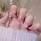 Vezocim Press On Nails Square Medium Length Artificial Acrylic Fake Nails With Butterfly Pearl Designs 24Pcs Full Cover Reusable Coffin False Nails Set Stick On Nails For Nail Art