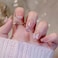 Vezocim Press On Nails Square Medium Length Artificial Acrylic Fake Nails With Butterfly Pearl Designs 24Pcs Full Cover Reusable Coffin False Nails Set Stick On Nails For Nail Art