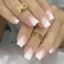RikView White Press on Nails Short Acrylic French Tips Glossy Square