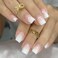 RikView White Press on Nails Short Acrylic French Tips Glossy Square