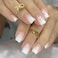 RikView White Press on Nails Short Acrylic French Tips Glossy Square