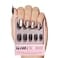 Glamnetic Press On Nails Galactic Short Round Gunmetal Pewter Glittered Fake Nails with a Glaze Finish 12 Sizes 30 Nail Kit with Glue