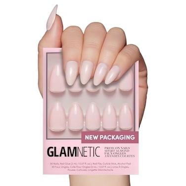 Glamnetic Press On Nails Ballet Pink Solid Opaque Light Blush Pink Short Almond Fake Nails Salon Quality 15 Sizes 30 Nail Kit with Glue