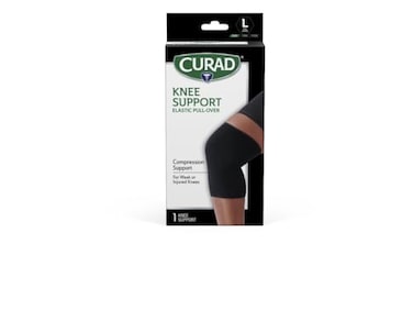 Medline CURAD Knee Support for Men Women Elastic PullOver Knee Brace for Running Knee Pain Workout Sports Knee Brace Black Large