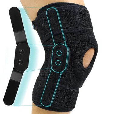 Vive Hinged Knee Brace Relieves ACL MCL Meniscus Tear Lightweight Comfortable Breathable Open Patella Wrap with Side Stabilizers for Women Men Adjustable Strap for Tendonitis