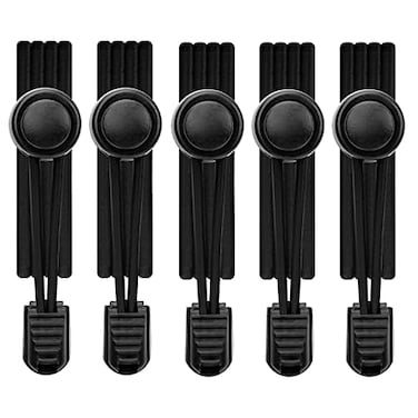 AIXMEET 5 Pairs Black No Tie Elastic Shoe Laces