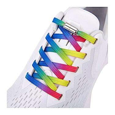 anan520 2 Pairs Elastic No Tie Shoelaces for Adults and KidsTieless Elastic Shoe Laces for Sneaker Rainbow