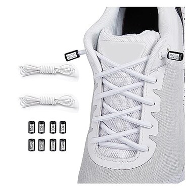 anan520 2 Pairs Elastic Shoelaces Elastic No Tie Shoe Laces For AdultsKidsElderly White