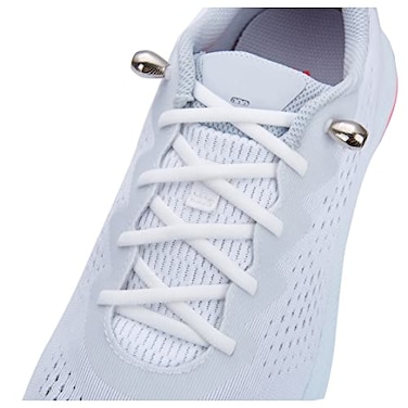 anan520 Tieless Elastic Shoe Laces Elastic No Tie Shoelace for Kids and Adults Sneakers White