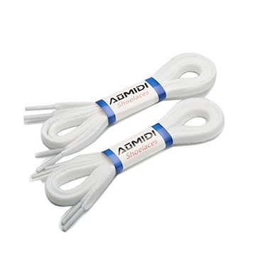 AOMIDI 2 Pair Flat Shoelaces 516 for sneakers and converse shoelaces replacements 40 inches 102 cm White
