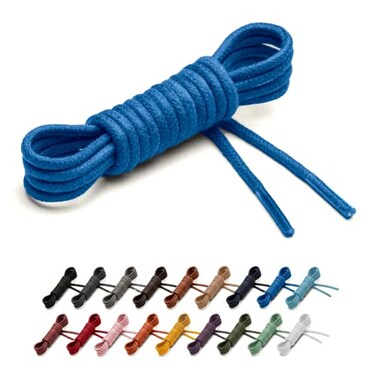 Benchmark Basics Cobalt 30 Round Waxed Cotton Shoelaces 2mm 564 Width 30 Inches Cobalt