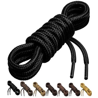Birch 15 Thick Tough and Heavy Duty Round Boot Laces for Boots and Hiking Shoes 54138cmM Black