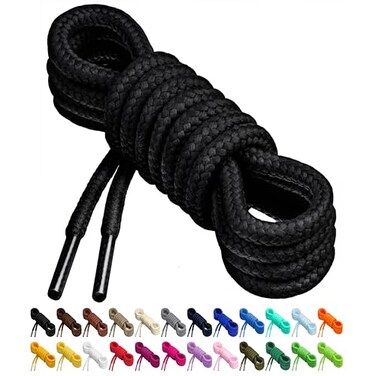 Birch Round Shoelaces 27 Colors 316 Thick Shoe Laces 4 Different Lengths 295 75cm S Black
